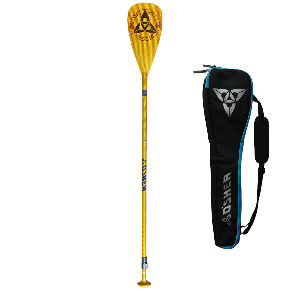 O'SHEA 100% CARBON 3 PIECE ADJUSTABLE SUP PADDLE - GOLD