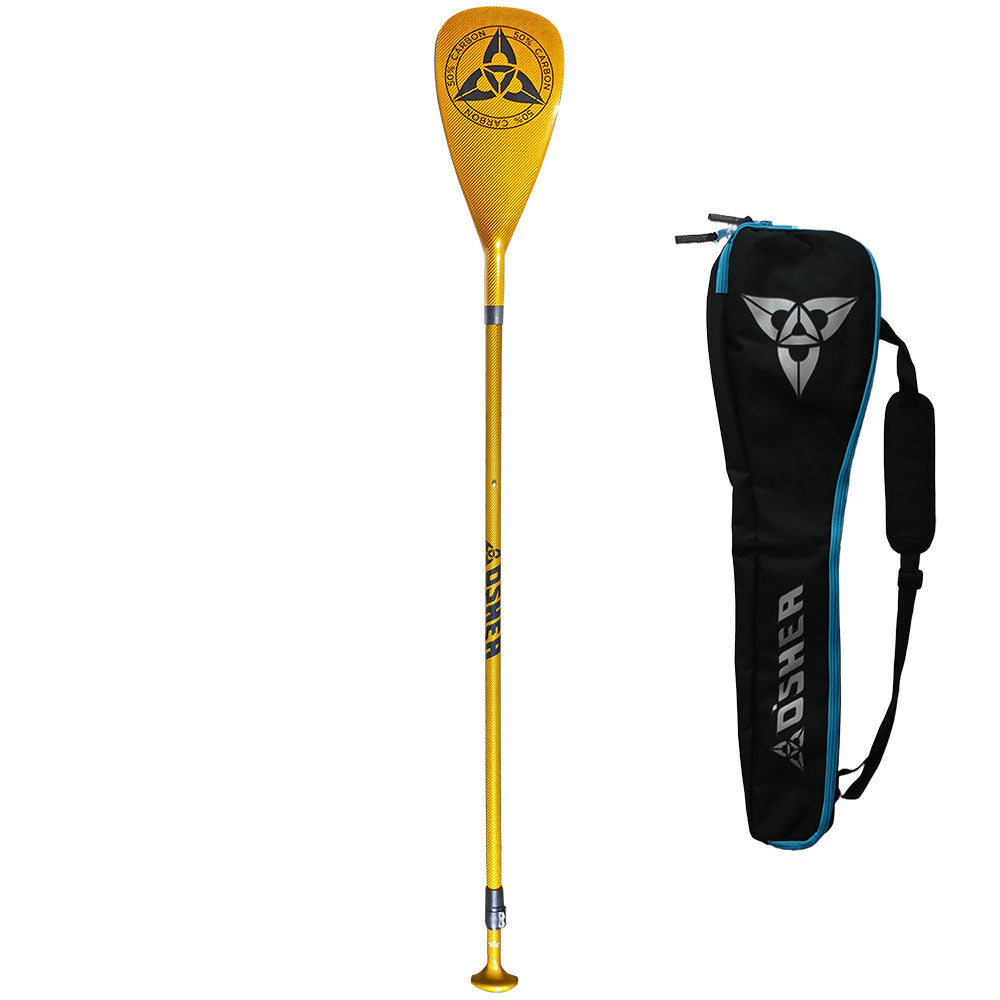 O'SHEA 50% CARBON 3 PIECE ADJUSTABLE SUP PADDLE - GOLD