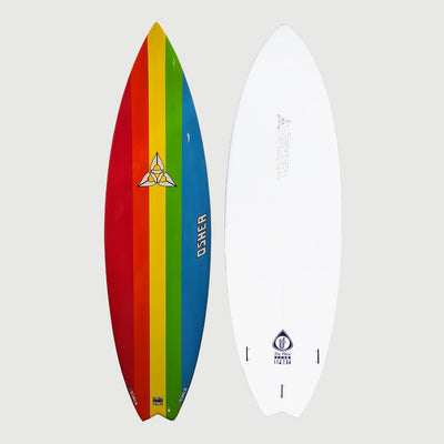 O'SHEA EPS EPOXY 6'4" FISH SURFBOARD - RAINBOW