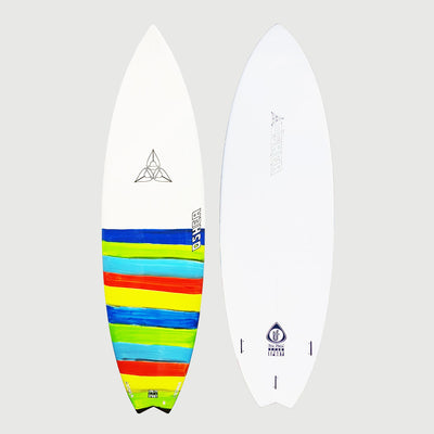 O'SHEA EPS EPOXY 6'6" FISH SURFBOARD - RAINBOW
