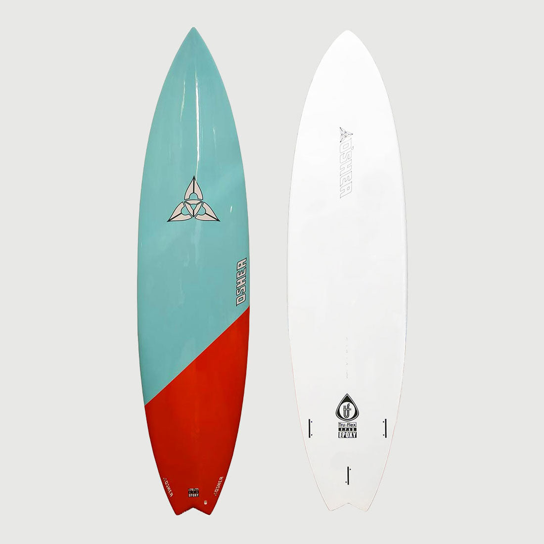 O'SHEA EPS EPOXY 7'4" FAT BOY FLYER SURFBOARD (BLUE / RED)