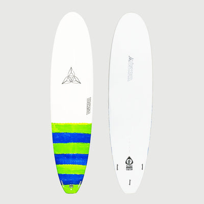 O'SHEA EPS EPOXY 7'6" MINI MAL SURFBOARD (BLUE /GREEN STRIPE)