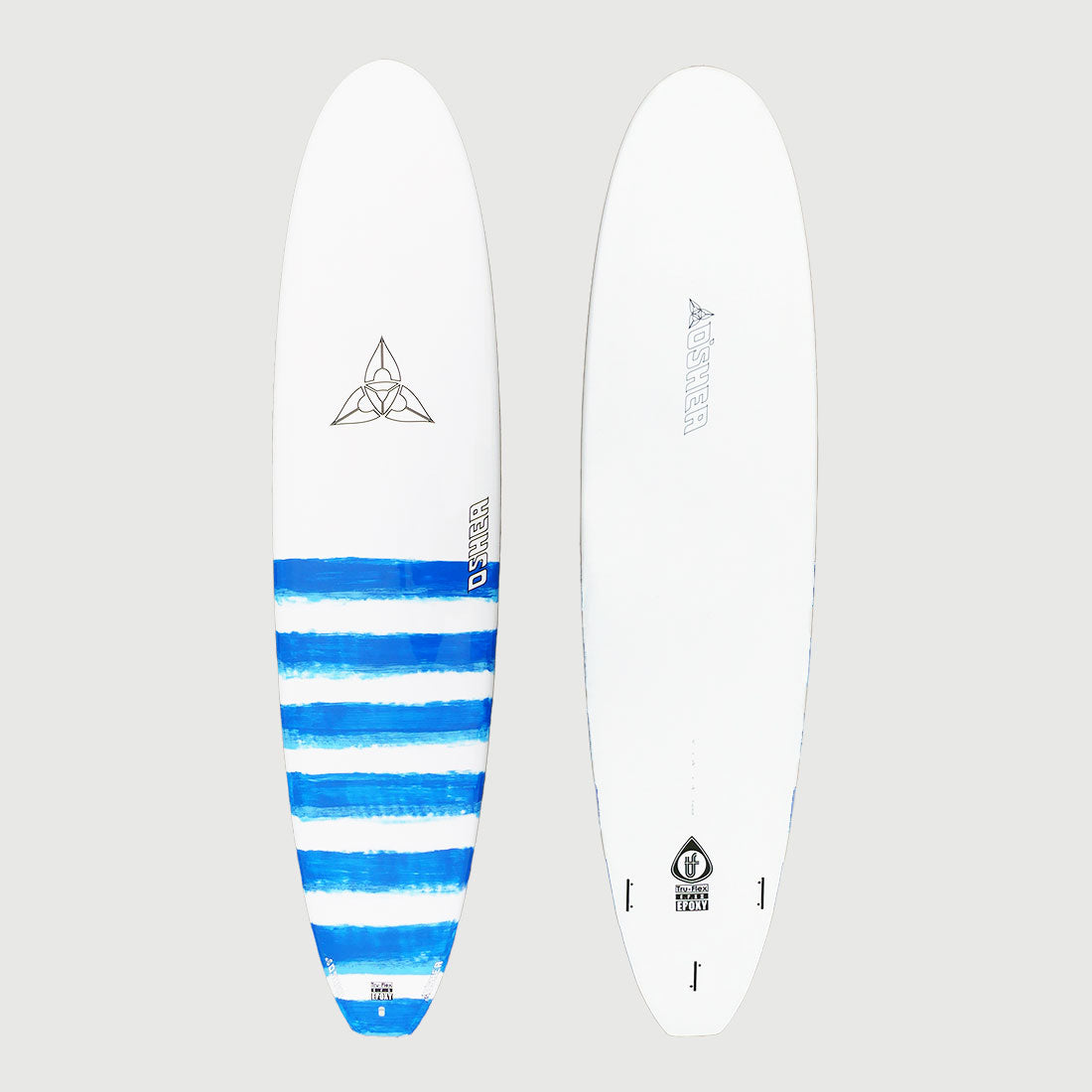 O'SHEA EPS EPOXY 7'6" MINI MAL SURFBOARD (BLUE /WHITE STRIPE)