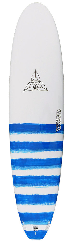 O'SHEA EPS EPOXY 7'6" MINI MAL SURFBOARD (BLUE /WHITE STRIPE)