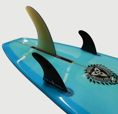 O'SHEA POLYESTER  9'6" RETRO MALIBU SURFBOARD (BLK / BLUE)